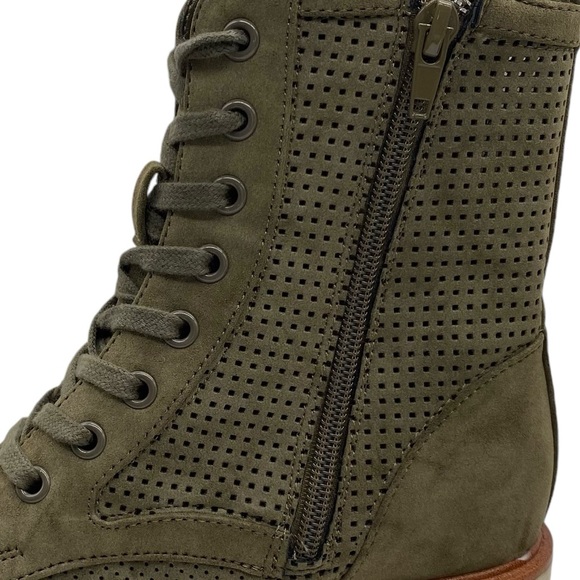 MIA Womens Shoes Havenn Combat Boots Green Vegan Leather Lace Up Chunky Trendy - Picture 7 of 12